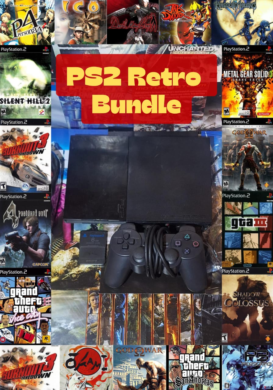 PS2 Slim +Memory Card+1 replica Controller+10 Games+ 1 Month Warranty (Used)